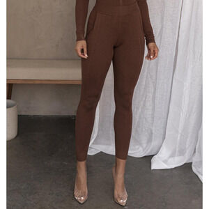 Jluxlabel Size Small Iriana Rib Knit Pants Brown Coffee
